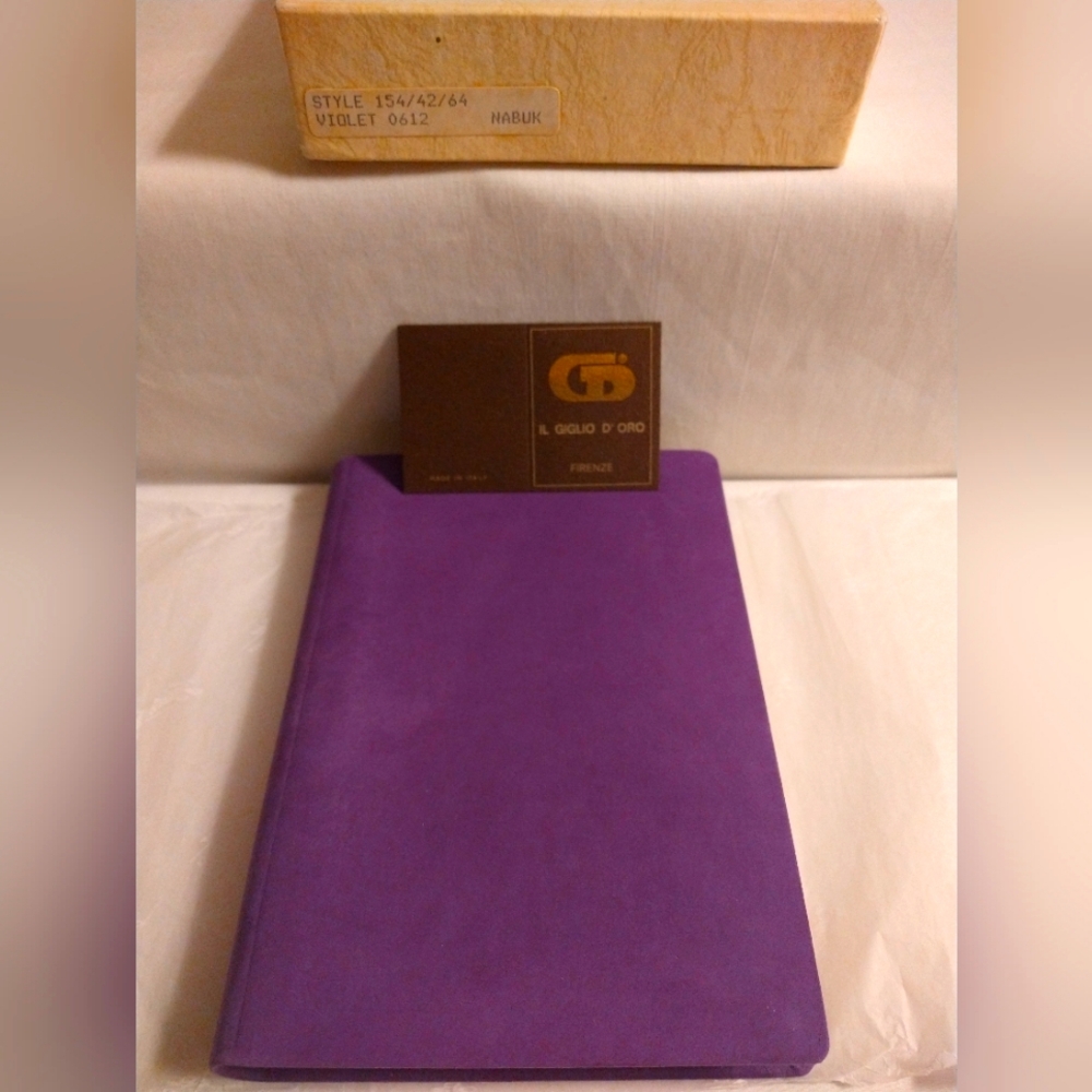 RARE & RETRO GIGLIO D' ORO PURPLE NUBUCK HANDCRAFTED ADDRESS/PASSWORD BOOK (NWT)